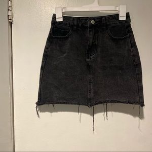 Black denim skirt